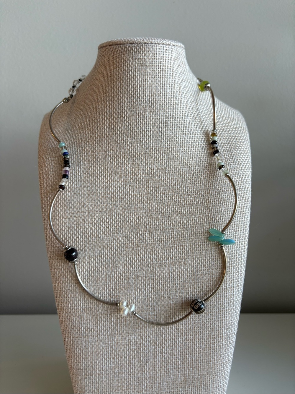 Desert Heart USA Silver Tone Mixed Bead Artisan Necklace 20-21”